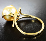 Золотое кольцо с золотистой морской жемчужиной 9,06 карата Золото