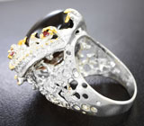 Серебряное кольцо с дымчатым кварцем и родолитами Серебро 925