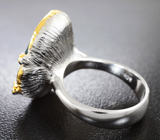 Серебряное кольцо с ограненными черными опалами 2,9 карата, диопсидами и желтым сапфиром Серебро 925