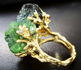 Золотое кольцо с друзой хризоберилла 40,95 карата, александритами и бриллиантами Золото
