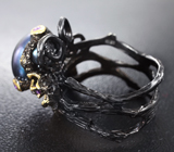 Серебряное кольцо с цветной жемчужиной, аметистами, аметрином и мозамбикским гранатом Серебро 925