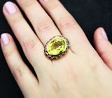 Серебряное кольцо с лимонным цитрином 7,54 карата и оранжевыми сапфирами Серебро 925