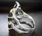 Серебряное кольцо с ограненными черными опалами 5,72 карата и танзанитами Серебро 925