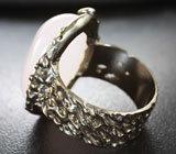 Серебряное кольцо с розовым кварцем 25+ карат и зеленым агатом Серебро 925