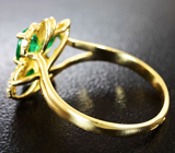 Золотое кольцо с яркими уральскими изумрудами 1,42 карата и бриллиантами Золото