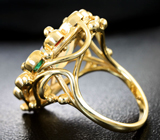 Золотое кольцо с ограненным эфиопским опалом 3,37 карата, синими сапфирами, изумрудами и рубинами Золото