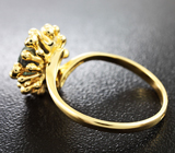 Золотое кольцо с крупным уральским александритом 3,12 карата, гранатами со сменой цвета и бриллиантом Золото