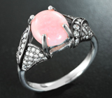 Изящное серебряное кольцо с розовым перуанским опалом Серебро 925