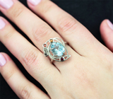 Серебряное кольцо с голубым топазом и разноцветными сапфирами Серебро 925