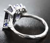 Серебряное кольцо с иолитами 3,49 карата и танзанитами Серебро 925