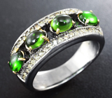 Серебряное кольцо с кабошонами цаворитов и зелеными сапфирами Серебро 925