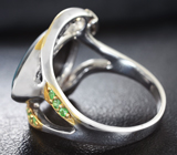 Серебряное кольцо с австралийским триплет опалом 8,7 карата, аметистом и цаворитами Серебро 925