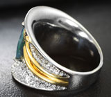 Серебряное кольцо с ограненным черным опалом 1,62 карата и цаворитами Серебро 925
