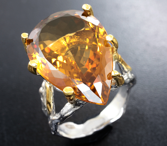 Серебряное кольцо с цитрином 16,5 карата