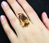 Золотое кольцо с чистейшим крупным насыщенным аметрином 27,16 карата Золото