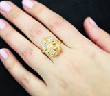 Золотое кольцо с кристаллическим эфиопским опалом 3,62 карата и бриллиантами Золото