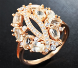 Изысканное серебряное кольцо с морганитами Серебро 925