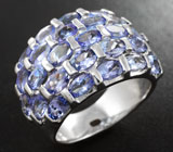Шикарное серебряное кольцо с танзанитами Серебро 925