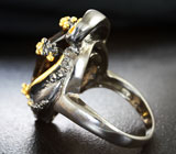 Серебряное кольцо с дымчатым кварцем и изумрудами Серебро 925