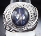 Кольцо cо звездчатым сапфиром Серебро 925