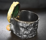 Серебряное кольцо с малахитом и кристаллическими эфиопскими опалами Серебро 925