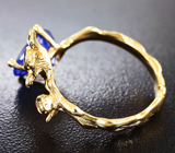 Золотое кольцо с танзанитом 3,05 карата топовых цветовых характеристик и бриллиантом Золото
