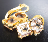 Золотые серьги с морганитами 11,4 карата высоких характеристик и бриллиантами Золото