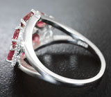 Превосходное серебряное кольцо с розовыми турмалинами Серебро 925