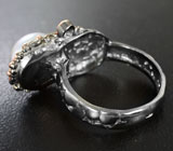 Серебряное кольцо с жемчужиной и диопсидами