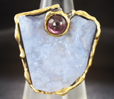 Серебряное кольцо с халцедоном ручной обработки и родолитом Серебро 925
