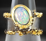 Серебряное кольцо с кристаллическим эфиопским опалом