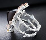 Серебряное кольцо с дымчатым кварцем, топазами и цитринами