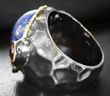Серебряное кольцо с лазуритом и гранатами Серебро 925