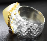 Серебряное кольцо с желтым опалом и родолитом Серебро 925