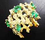 Золотое кольцо с яркими уральскими изумрудами 1,44 карата и бриллиантами Золото
