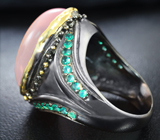 Серебряное кольцо с розовым кварцем 29+ карат и хризопразом Серебро 925