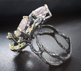 Серебряное кольцо с аквамарином 11+ карат, морганитами, топазами и аметистами Серебро 925