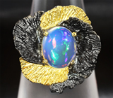 Серебряное кольцо с кристаллическим эфиопским опалом Серебро 925