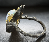 Серебряное кольцо с кристаллическим эфиопским опалом Серебро 925