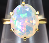 Золотое кольцо с крупным ограненным эфиопским опалом топового качества 3,69 карата Золото