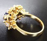 Золотое кольцо с крупным бархатисто-фиолетовым танзанитом 5,19 карата и бриллиантами Золото