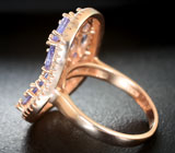 Впечатляющее серебряное кольцо с танзанитами Серебро 925
