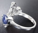 Оригинальное серебряное кольцо с синим сапфиром  Серебро 925
