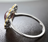 Серебряное кольцо с рубином 1,82 карата и синими сапфирами Серебро 925