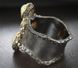 Серебряное кольцо с кристаллическими эфиопскими опалами и диопсидом Серебро 925