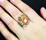 Серебряное кольцо с пурпурными звездчатыми сапфирами Серебро 925