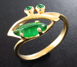 Золотое кольцо с яркими цаворитами 1,21 карата Золото