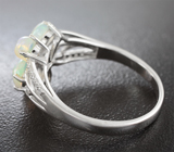 Чудесное серебряное кольцо с кристаллическими эфиопскими опалами Серебро 925