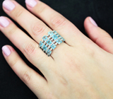 Замечательное серебряное кольцо с голубыми топазами Серебро 925