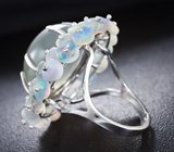 Кольцо c лунным камнем с эффектом кошачьего глаза